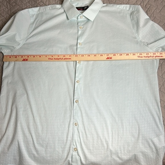 JF J ferrar Mens Light Green with White dots Long Sleeve Shirt Sz 17/17.5 - Picture 8 of 11